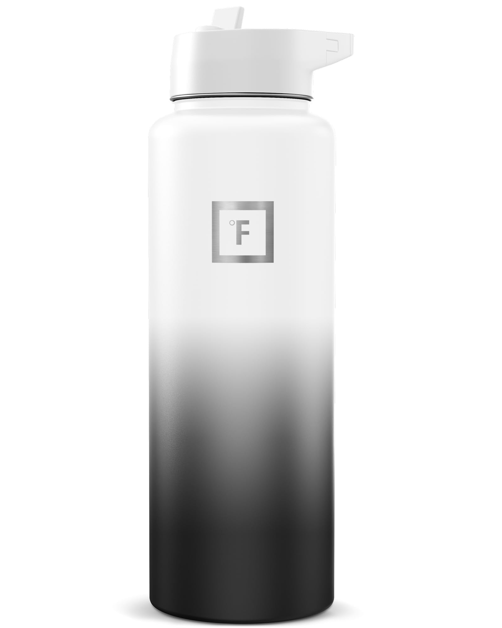 IRON °FLASK Camping & Hiking Hydration Flask with Straw, Wide Mouth Insulated Stainless Steel Sports Water Bottle - 40 oz Blue Waves