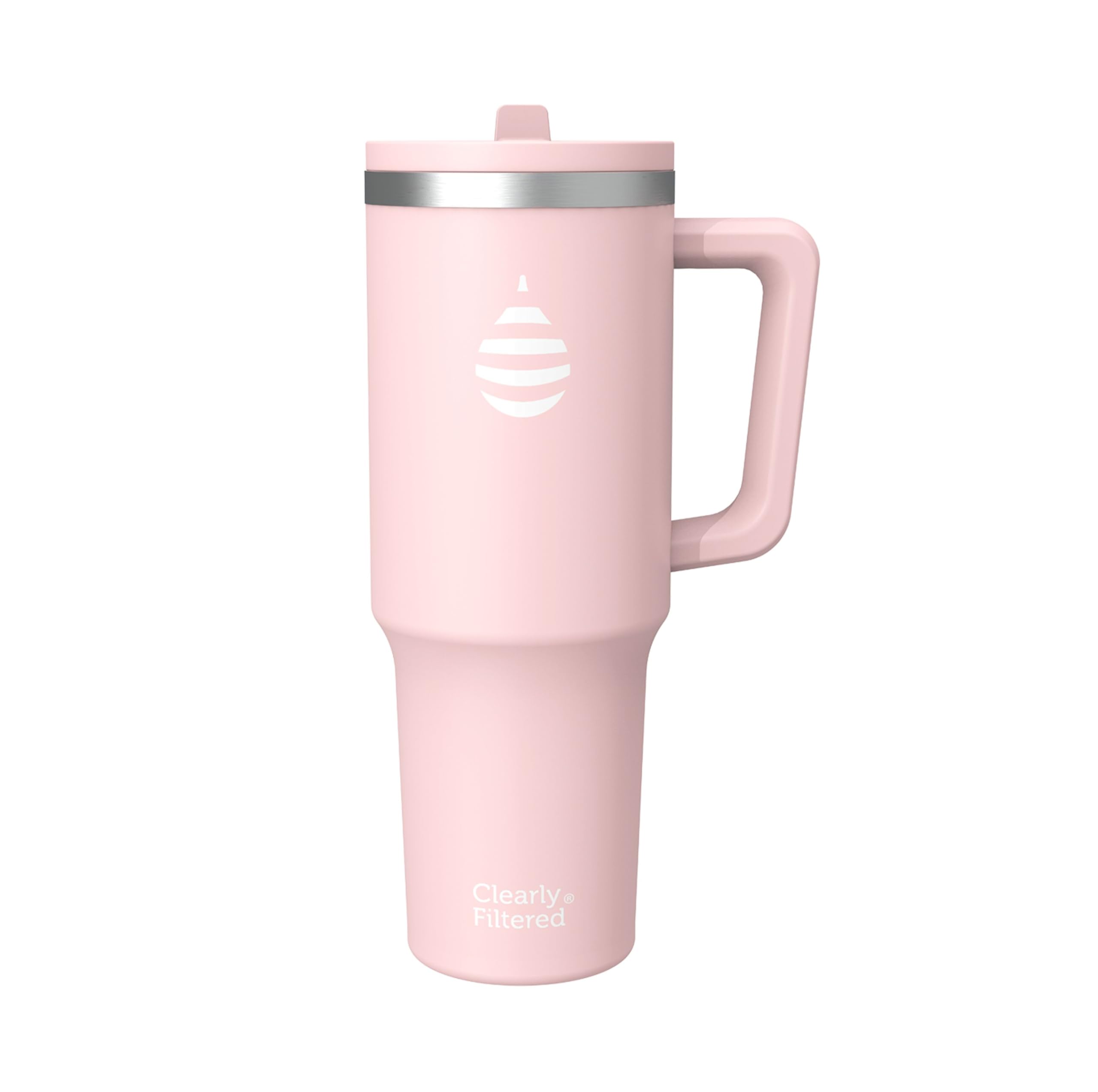 Clearly Filtered Water Bottle | Removes 200+ Contaminants, Double-Wall Insulated Stainless Steel, BPA/BPS Free, Phthalate Free, Filters Flouride Lead Chlorine (40oz, Blush)