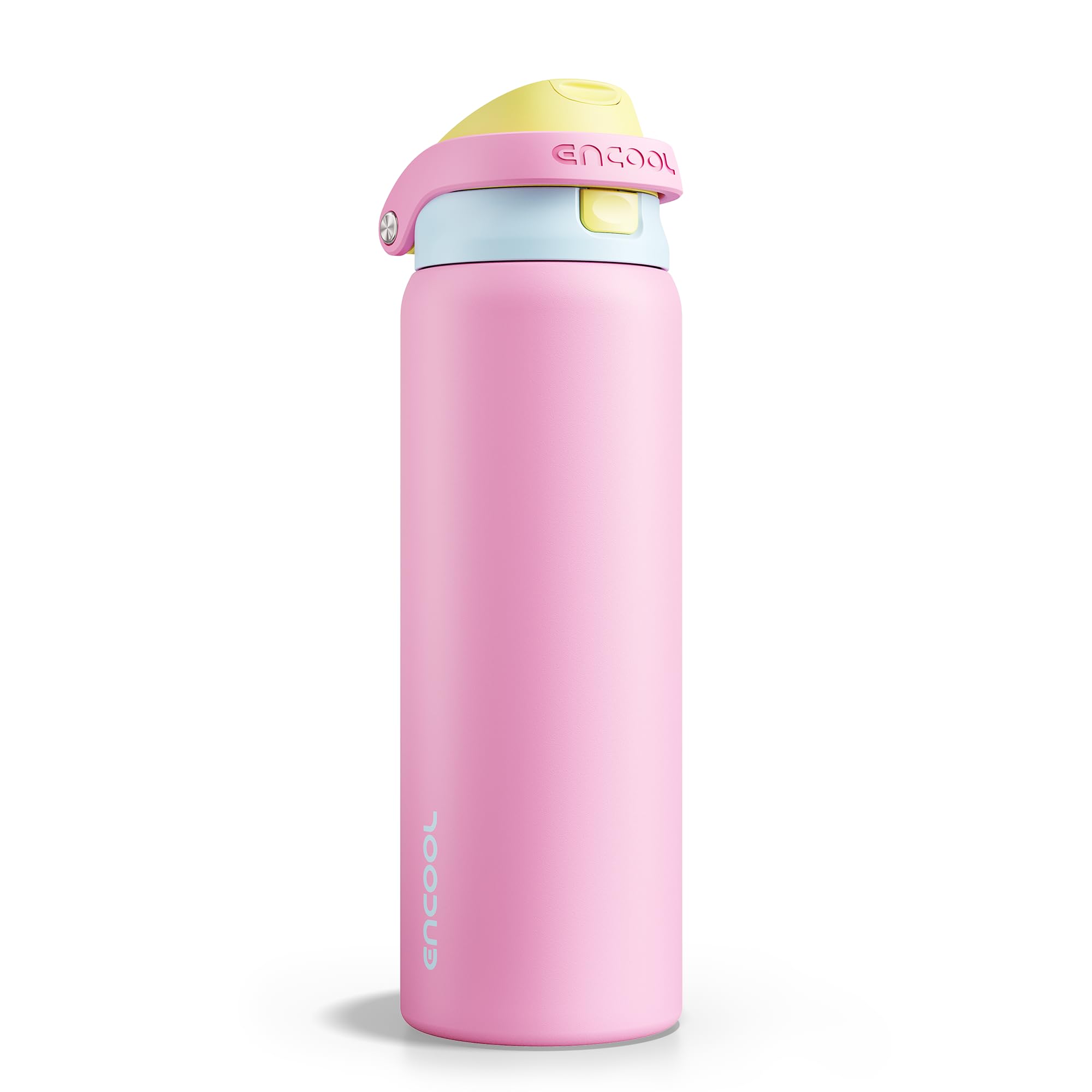ENCOOL Leakproof Insulated Water Bottle with Straw Dual-Sip Water Bottle Bag-Safe Design for Work, Commute & Gym – Keeps Drinks Cold All Day, 24 oz, Powder Blue