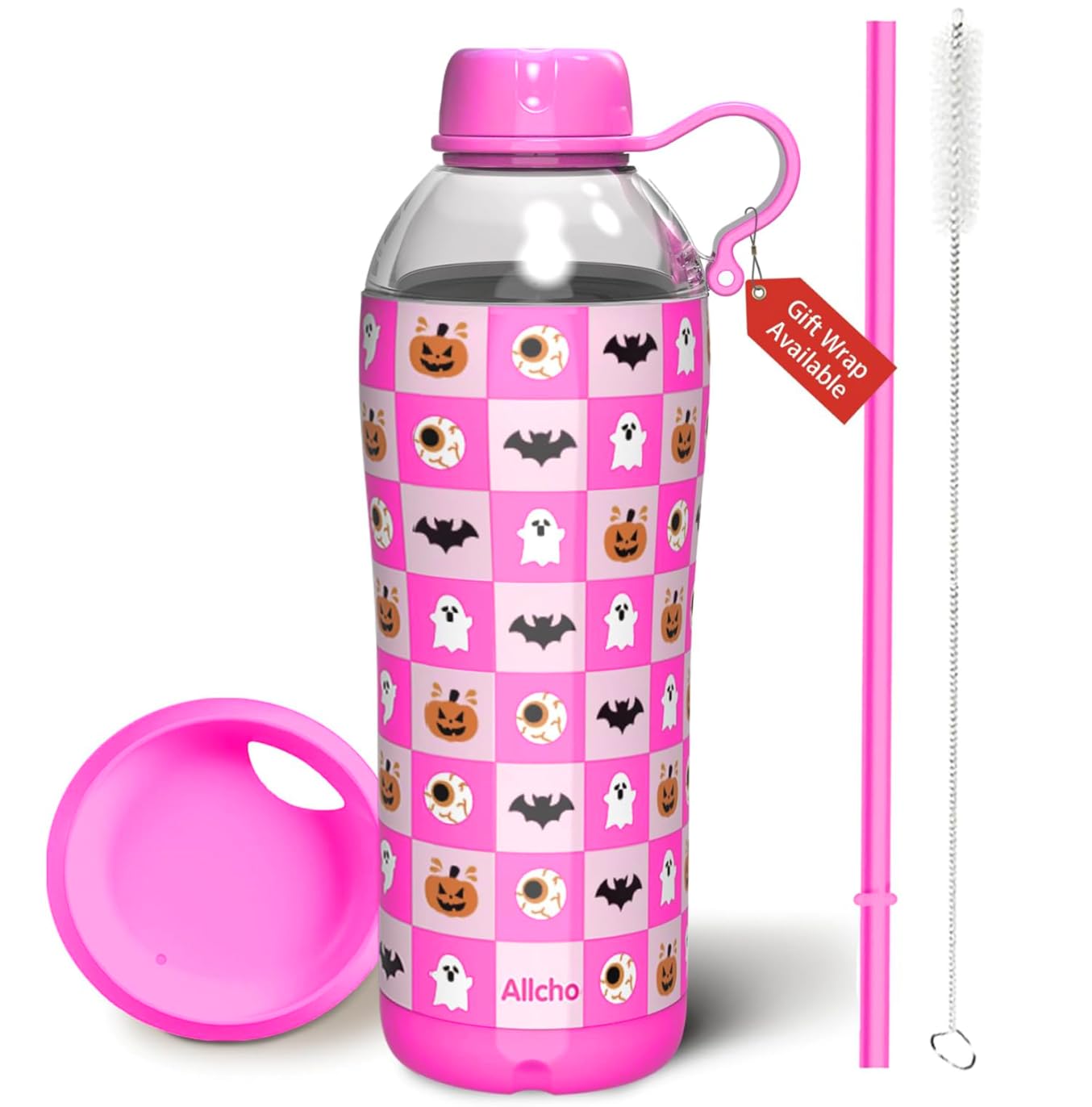 Insulated Water Bottle for Women, 24 oz Stainless Steel Water Bottles, Double Walled, 2 Lids (Chug & Tumbler) - Hydrate & Caffeinate,Available Gift Wrapping