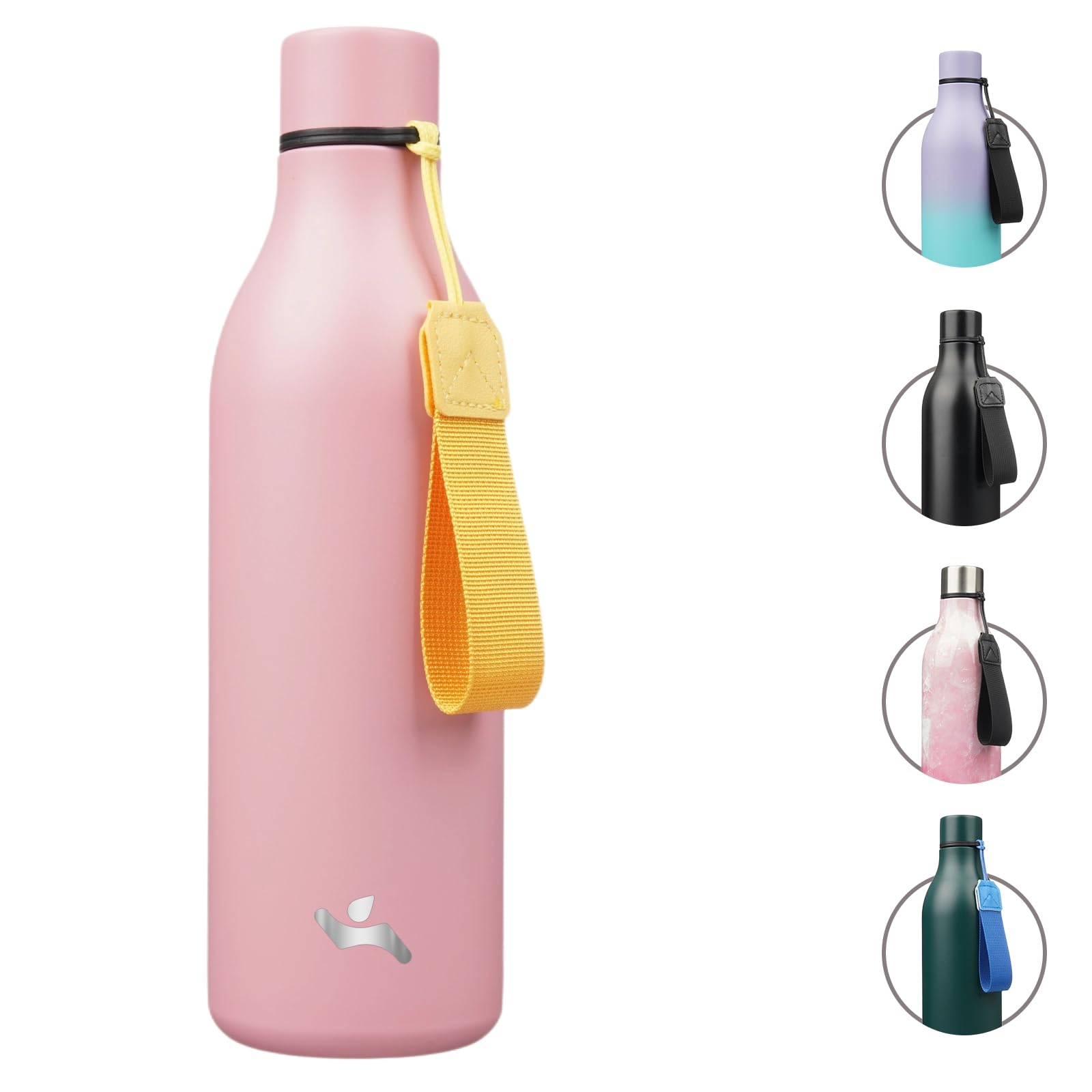 Insulated Water Bottle with Strap,18 oz Double Wall Stainless Steel Vacuum Bottles Metal Water Flask,Candy Blue