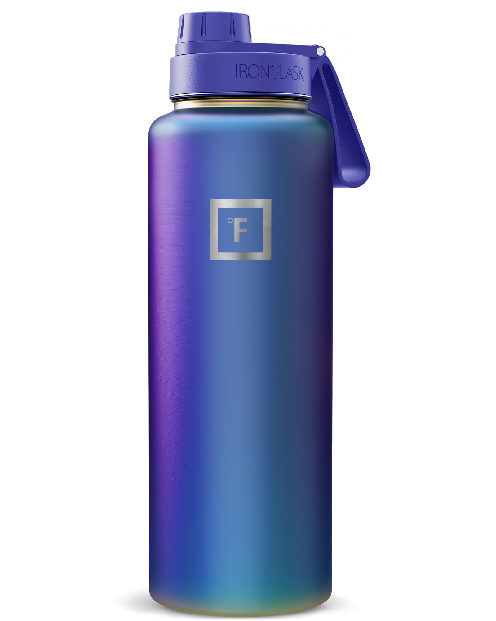 IRON °FLASK Camping & Hiking Hydration Flask with Straw, Wide Mouth Insulated Stainless Steel Sports Water Bottle - 40 oz Blue Waves