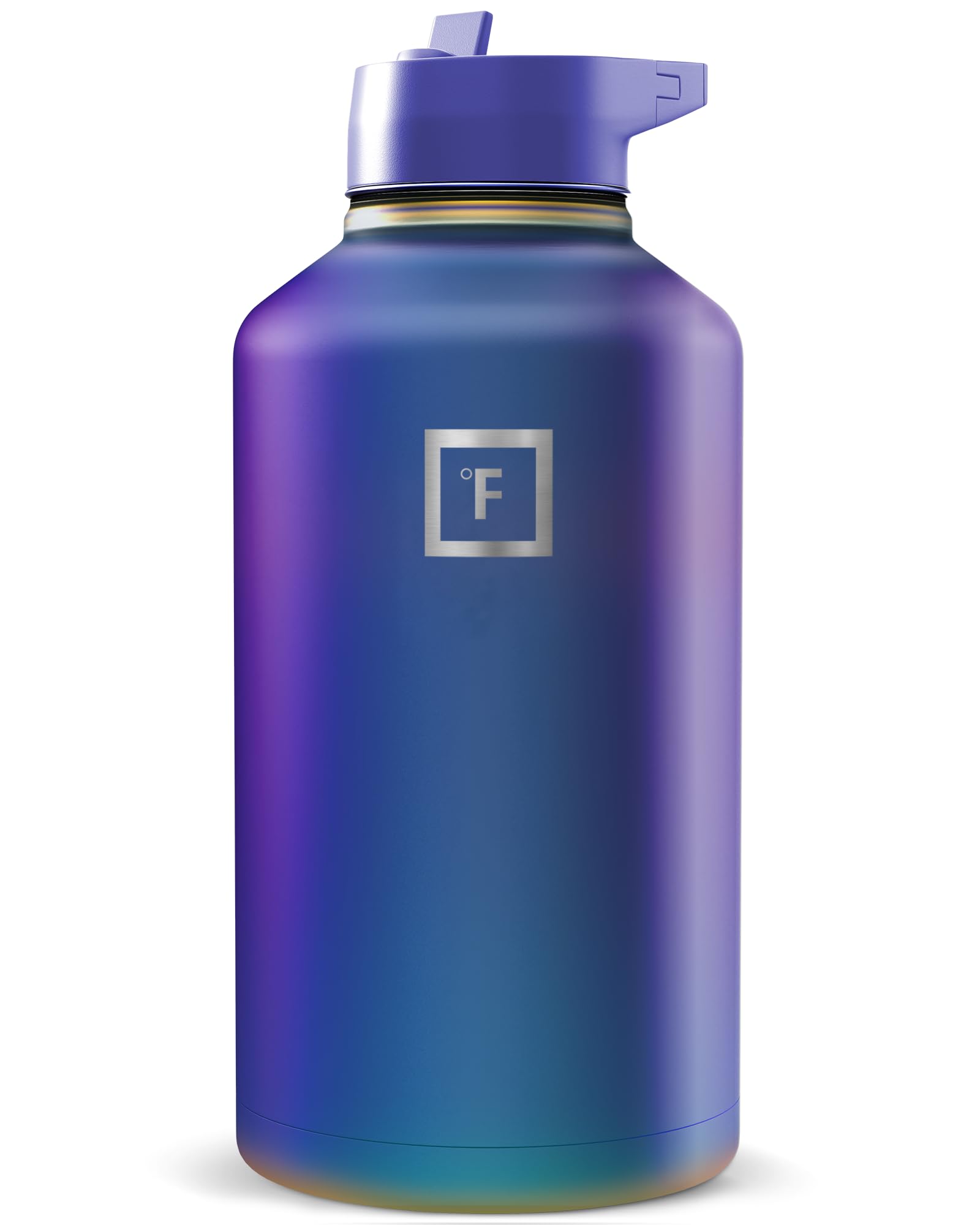 IRON °FLASK Camping & Hiking Hydration Flask with Straw, Wide Mouth Insulated Stainless Steel Sports Water Bottle - 40 oz Blue Waves