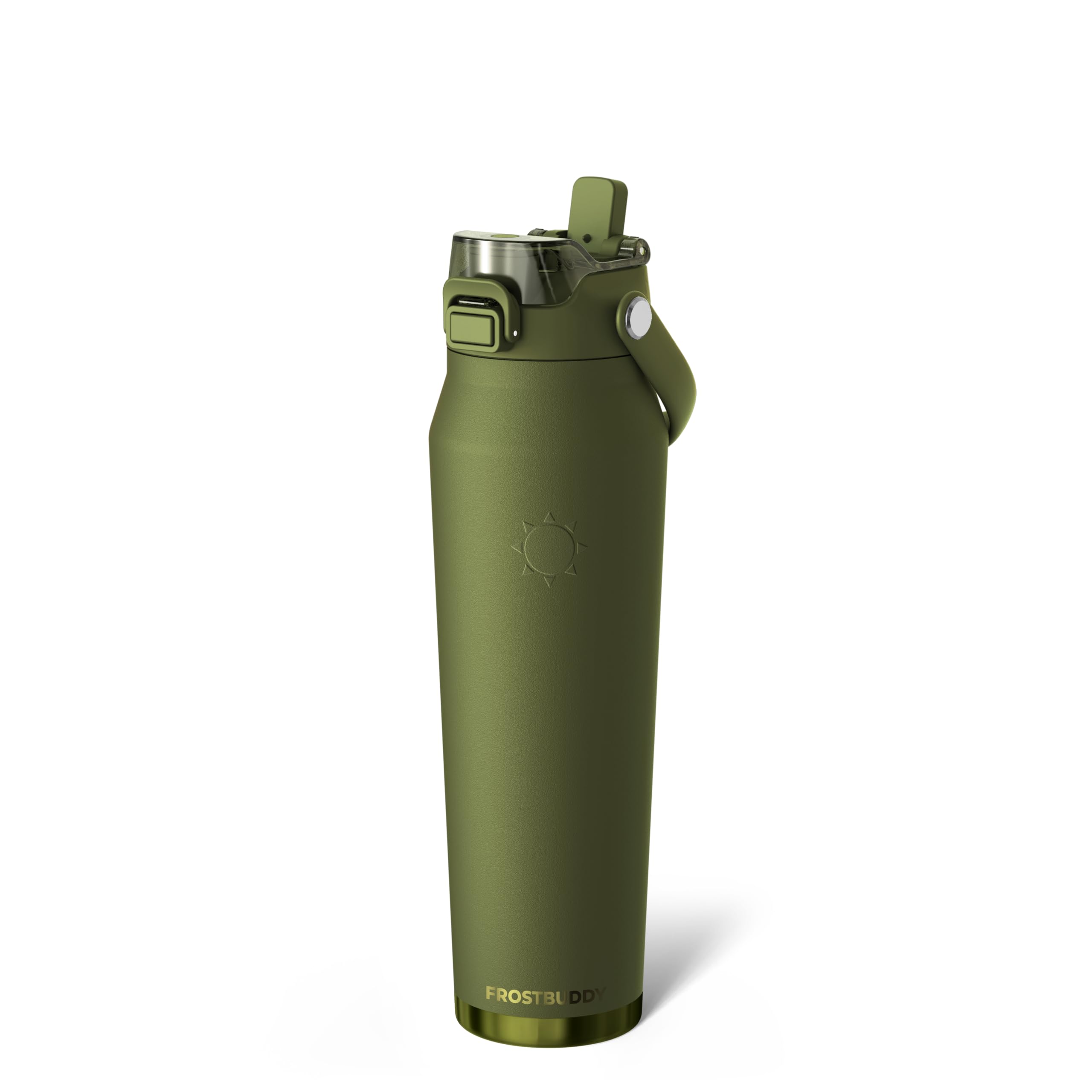 Frost Buddy 16oz Insulated Water Bottle with Straw & Chug Lid | Leak-Proof Stainless Steel | 24-Hours Cold | Sweat-Proof, Cup Holder Friendly | Ideal for Gym, Travel, Sports & Everyday Hydration