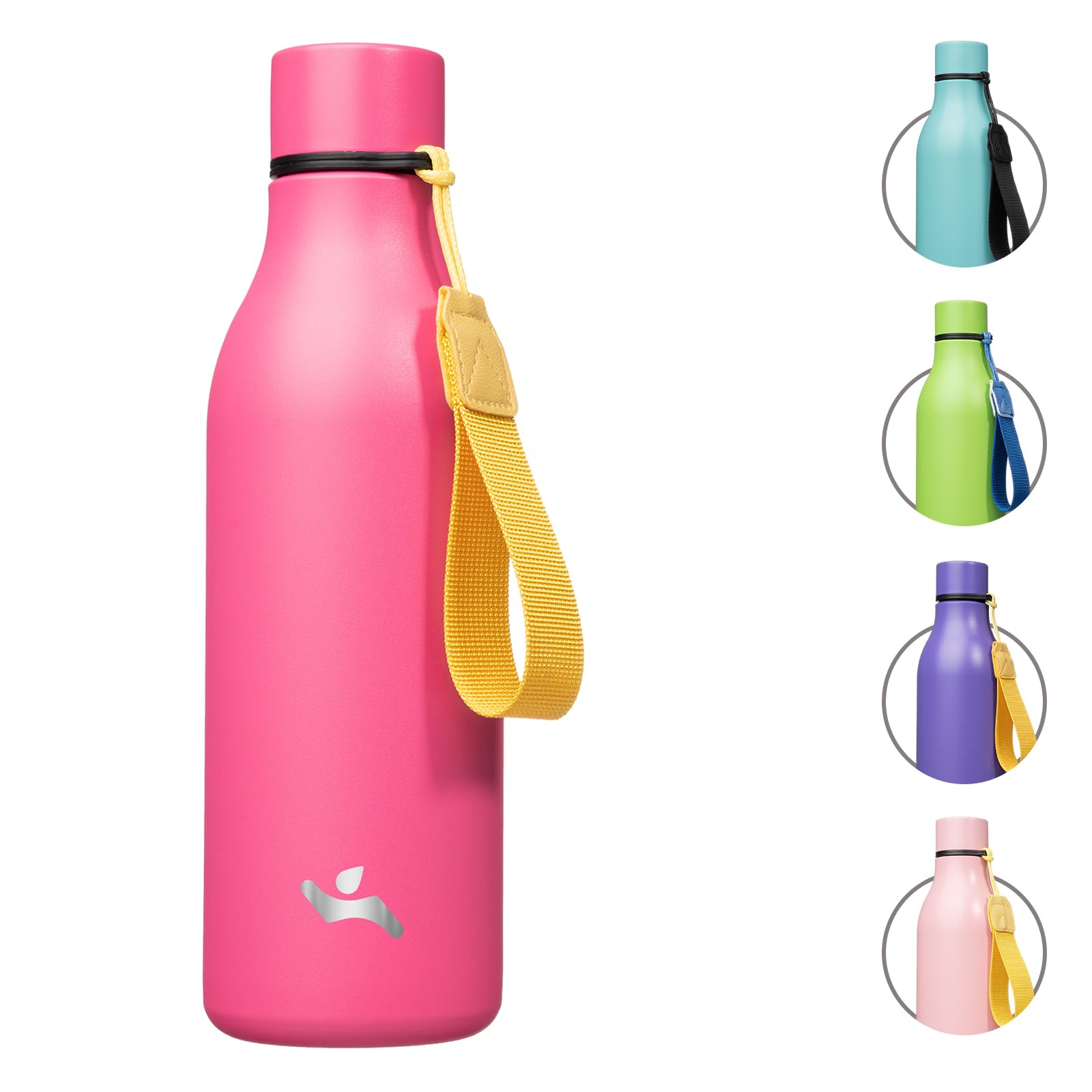 Insulated Water Bottle with Strap,18 oz Double Wall Stainless Steel Vacuum Bottles Metal Water Flask,Candy Blue