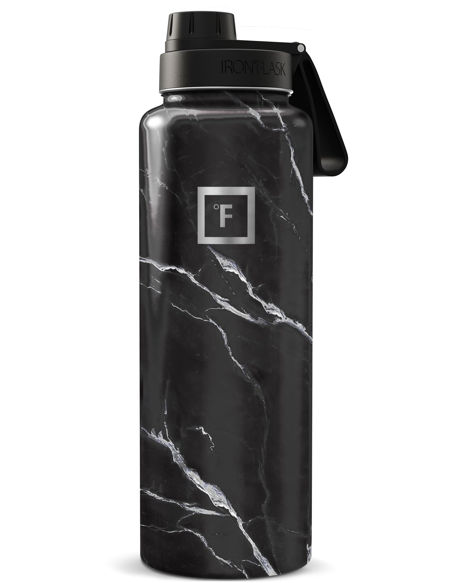 IRON °FLASK Camping & Hiking Hydration Flask with Straw, Wide Mouth Insulated Stainless Steel Sports Water Bottle - 40 oz Blue Waves