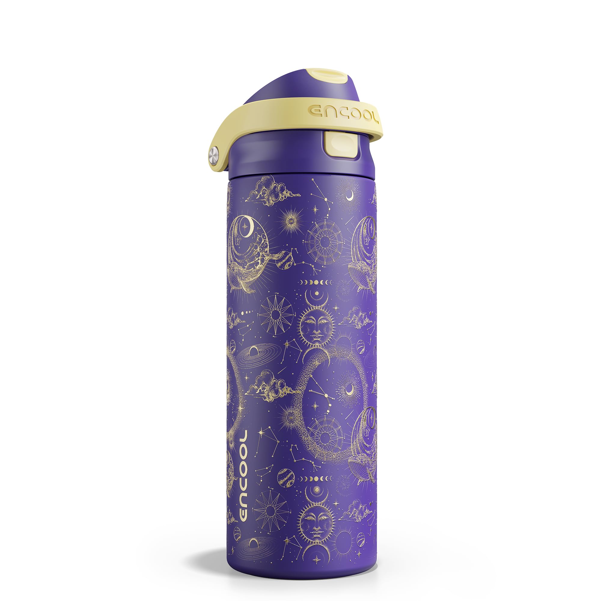 ENCOOL Leakproof Insulated Water Bottle with Straw Dual-Sip Water Bottle Bag-Safe Design for Work, Commute & Gym – Keeps Drinks Cold All Day, 24 oz, Powder Blue